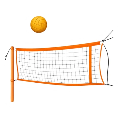 A close-up volleyball net with a ball hovering above it, set against the backdrop of a sandy volleyball court. The scene highlights the tension of an impending play, with the court lines clearly visible and a bright, sunny atmosphere surrounding the action. sticker
