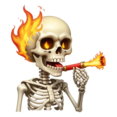 skeleton shooting fire from its mouth sticker