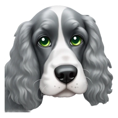 Black and grey cocker spaniel with one blue eye one green eye sticker
