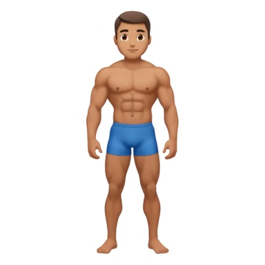 Shirtless buff guy posing but his legs are very small sticker