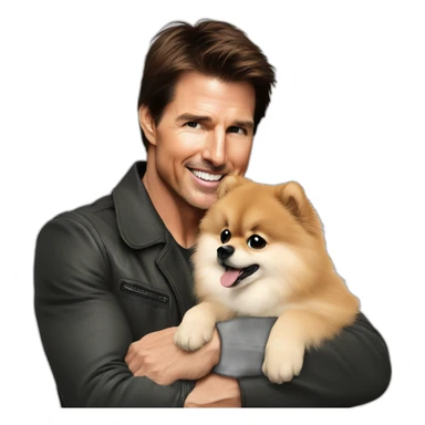 tom cruise hugs big pomeranian sticker