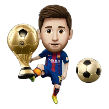 Lionel Messi carying ballon d'or sticker