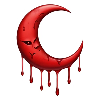  crescent moon with blood dripping from it red dark sticker