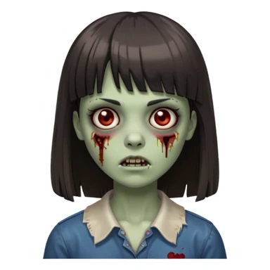 me faça uma garota zumbi de franja com cabelo médio liso sticker