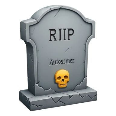 RIP tombstone with label "RIP AutoTrainer" sticker
