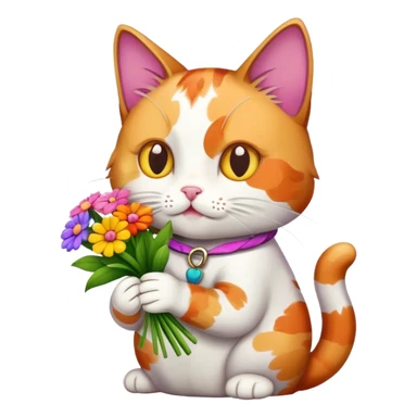 cat eating bunch of flowers  sticker
