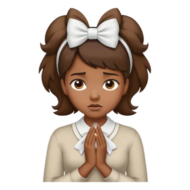 a black girl with a white bow on the right side of her hair and her hair is brown and she’s annoyed and her hands are around her neck sticker
