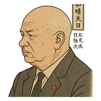 ukiyo-e style portrait of Nikita Khrushchev sticker