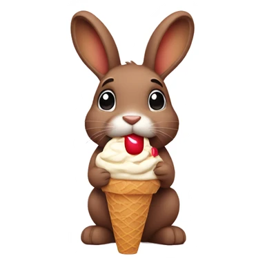 brown bunny eating ice cream sticker