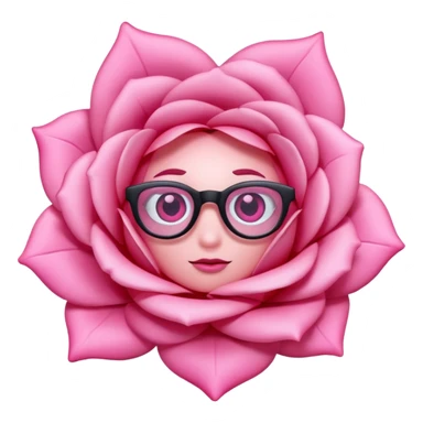 A 3D cartoon rose-pink spectacle with  and soft reflections,., negaive: characters. sticker