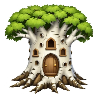 house inside a large birch tree trunk sticker