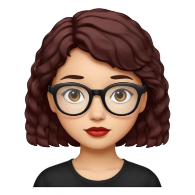 niña con pelo corto con ondas color negro rojiso con lentes negros sticker