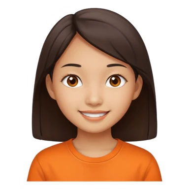 Asian narrow eyed girl with orange shirt sticker
