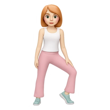 Change her outfit to a fitted white tank top, keep the rest of the outfit and style the same, with no background. sticker