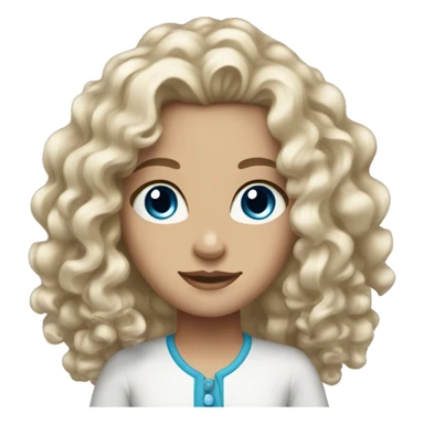 White girl curly mid length hair blue eyes sticker