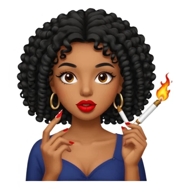 Black girl with eyelashes and curly hair smoking weed with it in her mouth sticker
