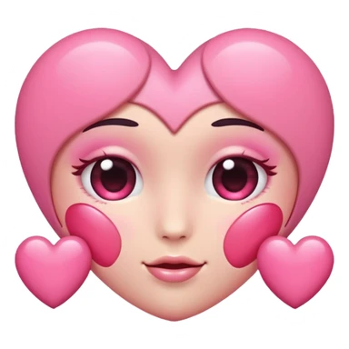 Kissing Blushing hearts around face sticker