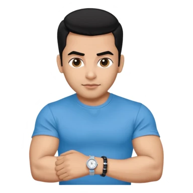 ipretty bratz emoji of salman khan wearing a black tee, silver- blue bracelet, black hair sticker