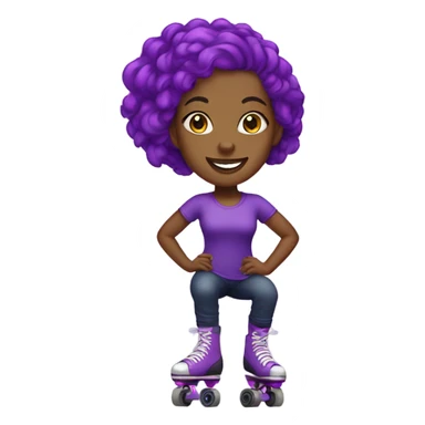 black female rollerskater with purple hair sticker