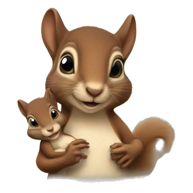  Realistic Mama squirrel holding hand of baby squire sticker