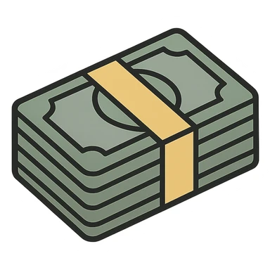 stack of money, minimalistic, green gold and white color scheme, clean lines sticker