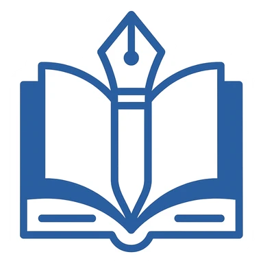 modern minimal logo of NCERT and CBSE, educational theme with book and pen, blue and white color scheme sticker