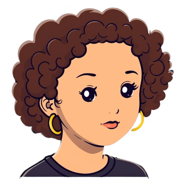 Teenage girl with curly brown hair, choni style with hoop earrings sticker
