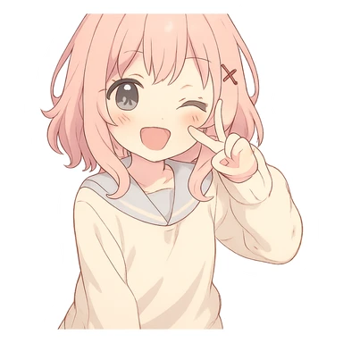 Cute anime-style юки суо with soft colors and a playful expression sticker