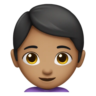 girl emote cuddling a heart with purple shirt purple eyes black hair and smile on face sticker