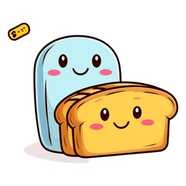 a loaf of bread with a smiley face, cartoonish sticker style sticker