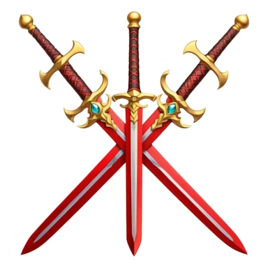 Golden fiery royal two crossed swrods with red gem and golden blade sticker