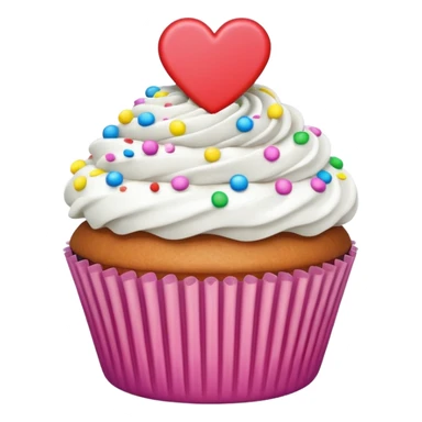Cupcake with heart liner with white icing and colorful sprinkles  sticker