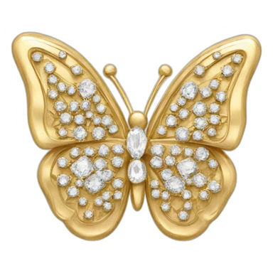 gold butterfly jewel with heart shaped diamonds sticker