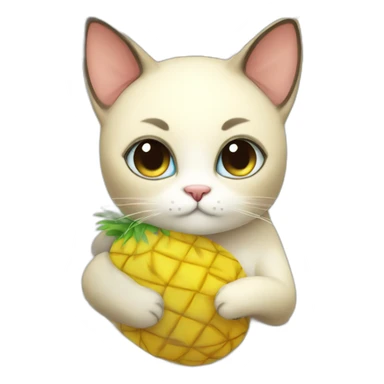 Siamese fatty cat hugging a pineapple  sticker