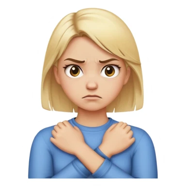  crossing arms by neck angry girl blonde emoji sticker