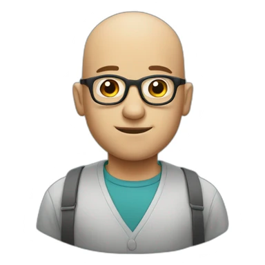 bald guy with glasses and not smiling sticker