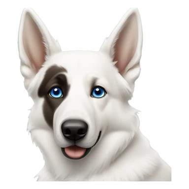 White German shepherd with 1 blue eye and 1 brown eye sticker