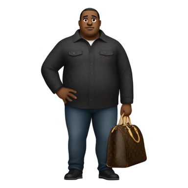 Fat black man holding Louis Vuitton bag  sticker