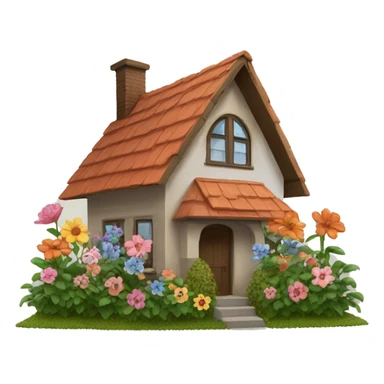 house with flowers in front sticker