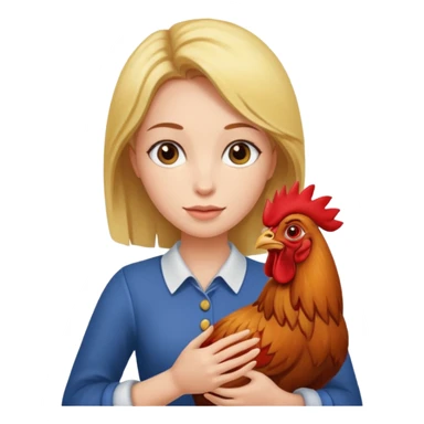 Woman holding rooster sticker