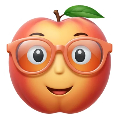 A 3D cartoon transparent peach-coral Glasses with subtle shine and curved frame edges. sticker