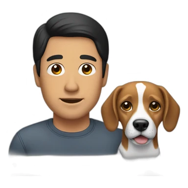 A man with black-hair and a beagle sticker