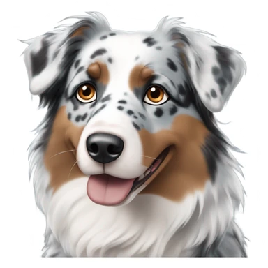 blue merle australian shepherd with two different colored eyes. One blue and one brown sticker