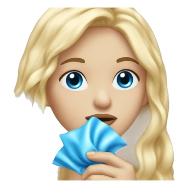 long blonde hair blue eyed girl blowing a kiss sticker