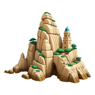 Cinematic Realistic Raouche Rocks, Beirut Landmark Emoji, depicting the majestic limestone rock formations rising from the Mediterranean Sea, with waves crashing against their bases under a vibrant sky. sticker