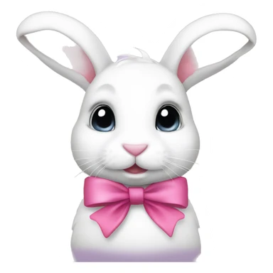 white bunny with a pink bow on its neck sticker