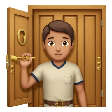 Persona cerrando la puerta con llave sticker