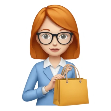 ginger woman with glasses holding shopping bags sticker