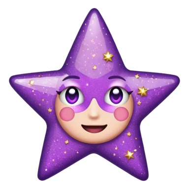 Quiero un emoji de estrella, pero que la estrella sea de oro rosa y brilli brilli con chispitas moradas sticker