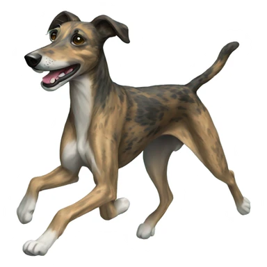 Brindle dog black face lurcher running cyan green blue lighting sticker